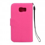 Wholesale Samsung Galaxy S6 Classic Flip Leather Wallet Case with Strap (Hot Pink)
